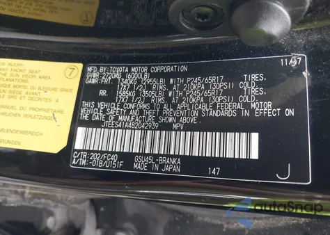 2008 Toyota Highlander из США, поврежденный, VIN JTEES41A482042939